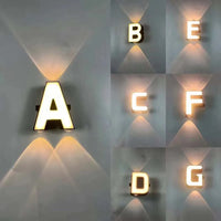 Lettre lumineuse murale LED A à Z, applique 14 cm à double faisceau blanc chaud