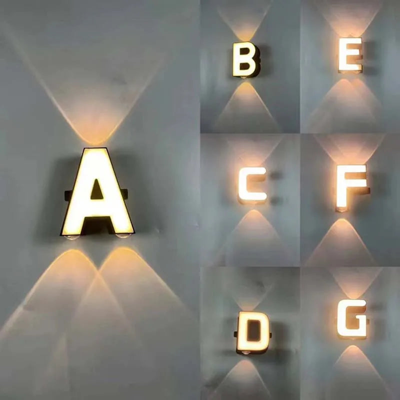 Lettre lumineuse murale LED A à Z, applique 14 cm à double faisceau blanc chaud