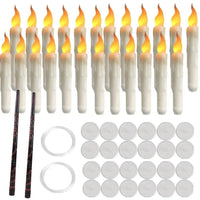 Bougies flottantes LED – 24 bougies avec 2 baguettes magiques, fils et crochets