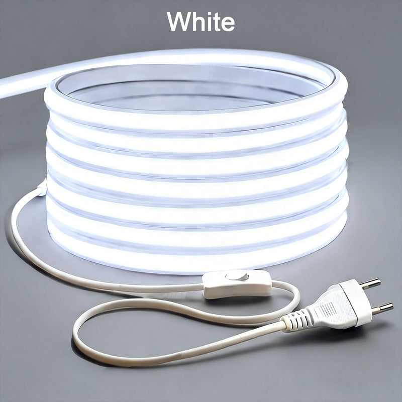 Ruban LED COB 220 V – blanc froid enroulé avec interrupteur et prise européenne