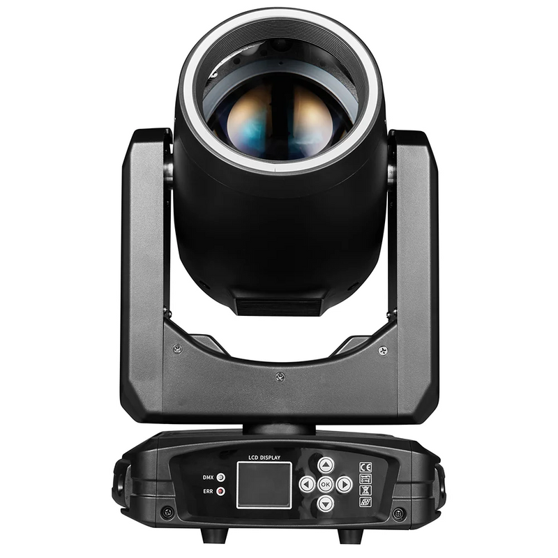 Lyre beam 7R 230 W à halo LED RGB, zoom de 0 à 4°, 14 gobos, DMX 18 canaux