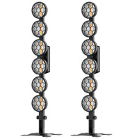 Projecteurs vintage 6 LED COB – les deux colonnes avec leurs bases, vue de face