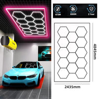 Éclairage LED hexagonal garage 14 hexagones 672 W, cadre couleur au choix