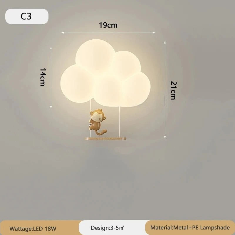 Applique murale nuage LED 18 W pour chambre d'enfant, cœur ou couronne