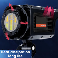 Lampe vidéo COB 300 W – refroidissement par ailettes et ventilateur