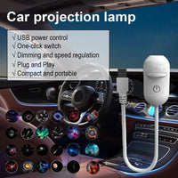 Projecteur ciel étoilé USB – lampe blanche et ses films devant un tableau de bord