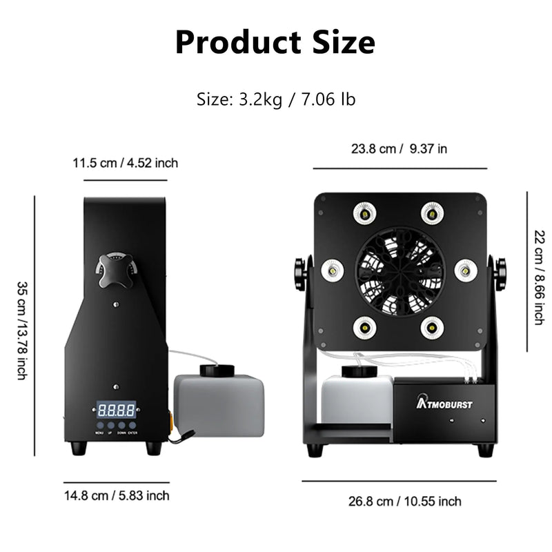 Machine à bulles LED RGBW 90 W, jet orientable à 180°, DMX512