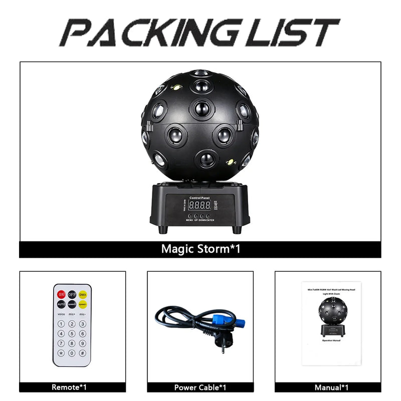 Boule magique rotative à LED 150 W, DMX 15 canaux et télécommande, à l'unité ou par lot