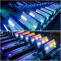 Stroboscope LED 200 W – rampe d'appareils allumés en bleu et blanc