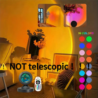 Lampe coucher de soleil USB, 16 couleurs, télécommande, 9 cm
