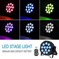 Lot de 4 projecteurs PAR LED sans fil sur batterie 5 500 mAh, 12 LED RGBW, DMX et télécommande