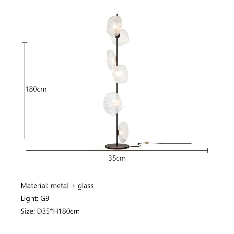 Lampadaire LED à globes en verre, pied noir ou doré, 90 ou 180 cm, 3 teintes de lumière