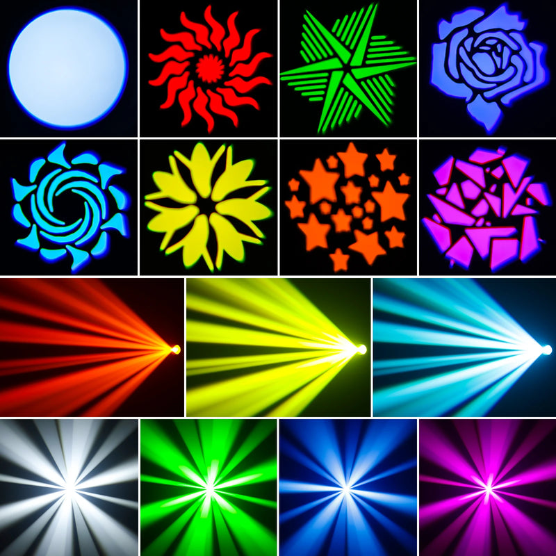 Mini lyre LED spot 120 W – motifs de gobos et faisceaux colorés