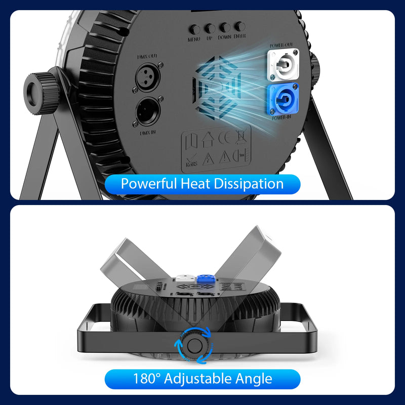 Lot de 4 projecteurs PAR LED plats 60 LED RGBW 120 W, télécommande et DMX