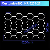 Plafonnier hexagonal LED – modèle de 25 hexagones, 520 x 340 cm