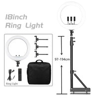 Ring light LED 45-48 cm, trépied au choix, 3 supports téléphone