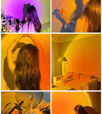 Lampadaire LED double face – collage de photos d'ambiance orange et violette