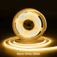 Ruban LED COB ultrafin – rouleau allumé en blanc chaud 3000 K