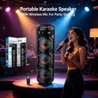 Enceinte karaoké lumineuse 40 W, 3 haut-parleurs, micro sans fil, 95 cm