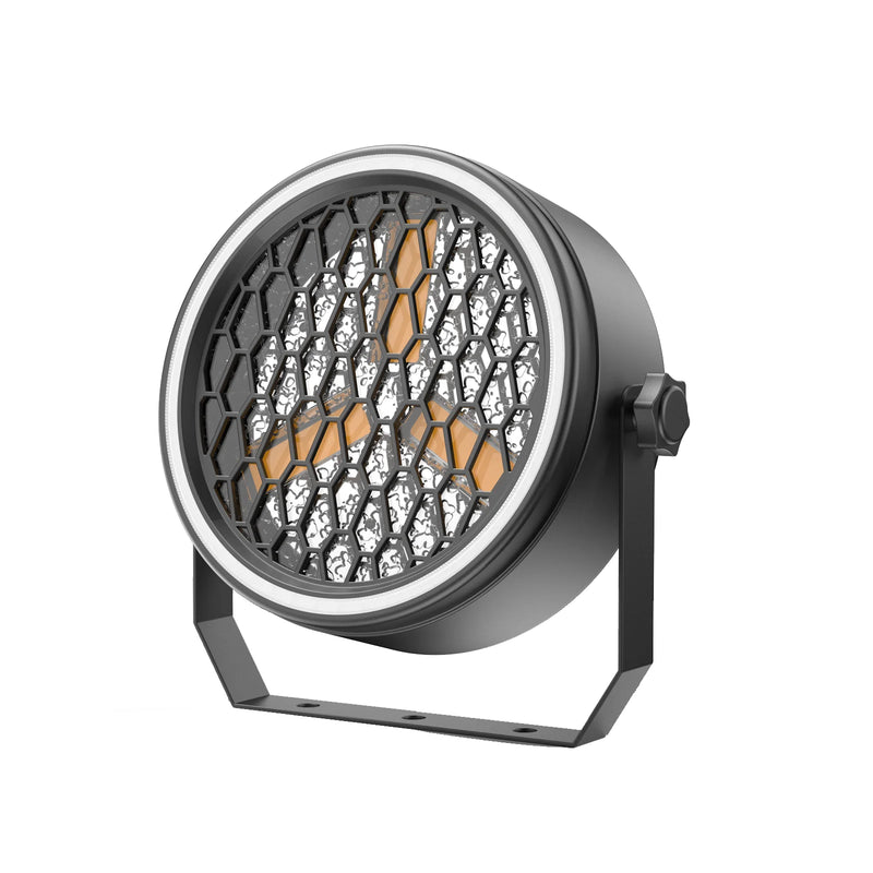 Projecteur PAR vintage à 3 LED COB dorées et 51 LED RGB, DMX, à l'unité ou en lot