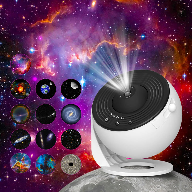 Projecteur ciel étoilé galaxie 12 scènes, rotation 360° et minuterie