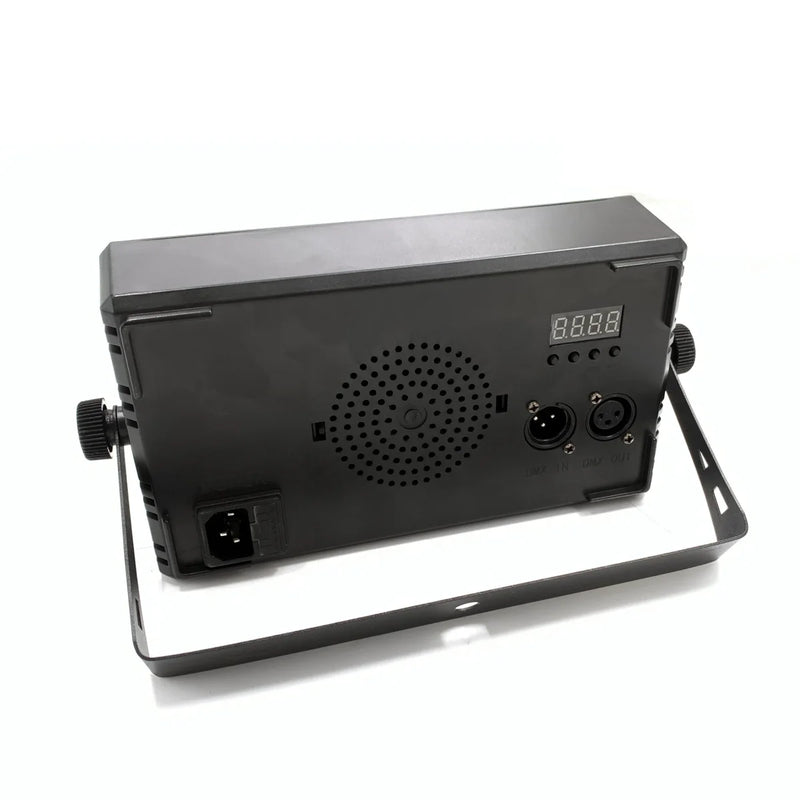 Mini stroboscope LED 60 W – face arrière : afficheur, entrée et sortie DMX, alimentation