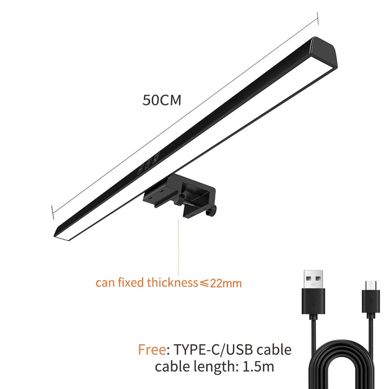 Barre lumineuse écran PC 18 à 50 cm – modèle blanc de 50 cm avec grande pince