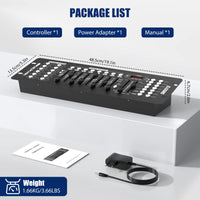 Contrôleur DMX 192 canaux, 12 appareils, 30 banques de 8 scènes, 6 chenillards