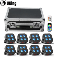Projecteur PAR LED sur batterie 4 x 18 W, lot de 8 avec flight case de charge