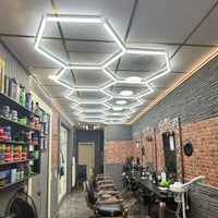 Éclairage LED hexagonal garage et showroom, 13 formats de 1 à 15 hexagones