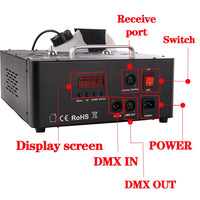 Machine à fumée 2000 W à double tube, DMX 13 canaux, LED RGB et télécommande sans fil