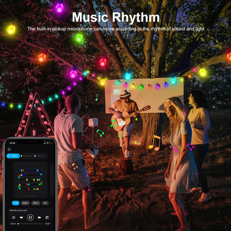 Guirlande guinguette connectée RGBIC Bluetooth G40, USB, 15 ou 30 m