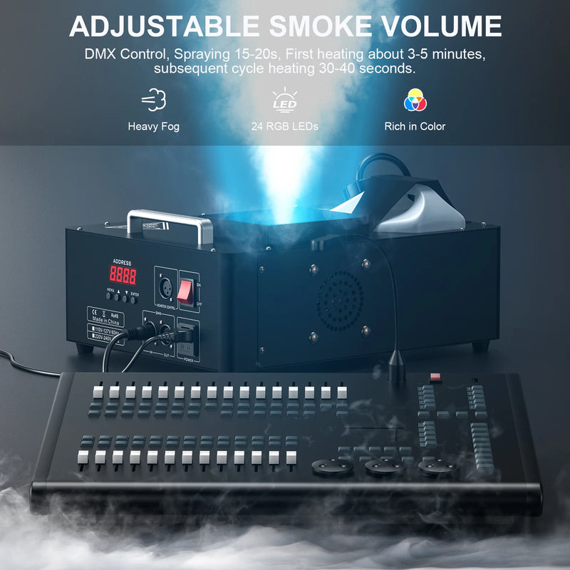 Machines à fumée verticales – volume de fumée réglable et console DMX