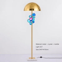 Lampe champignon à boules de verre – lampadaire à boules de verre colorées, 45 cm de diamètre et 150 cm de haut