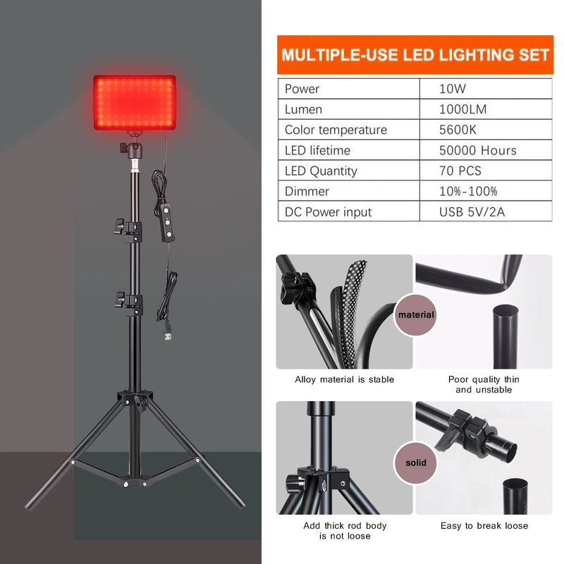 Panneau LED vidéo USB avec trépied et filtres colorés, lot de 2 ou 3