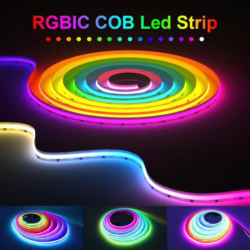 Ruban LED COB RGB adressable, Wi-Fi, télécommande, kit 1 à 25 m