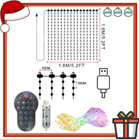 Rideau lumineux LED – schéma du format 1,6 x 1,6 m avec télécommande et contrôleur USB