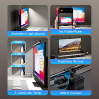 Barre lumineuse écran Vention – fonctions : lumière asymétrique, sans scintillement, 3 températures et port USB-C