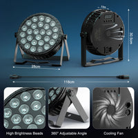 Lot de 4 projecteurs PAR LED plats 27 x 8 W RGBW, télécommande et DMX