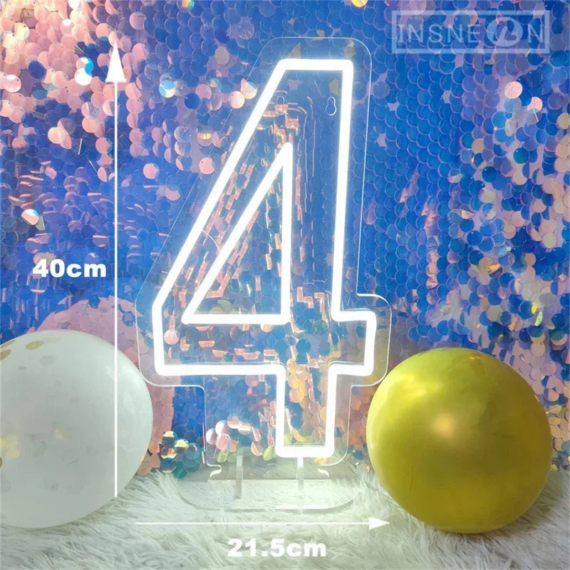 Néon LED chiffre d'anniversaire 40 cm, USB avec interrupteur