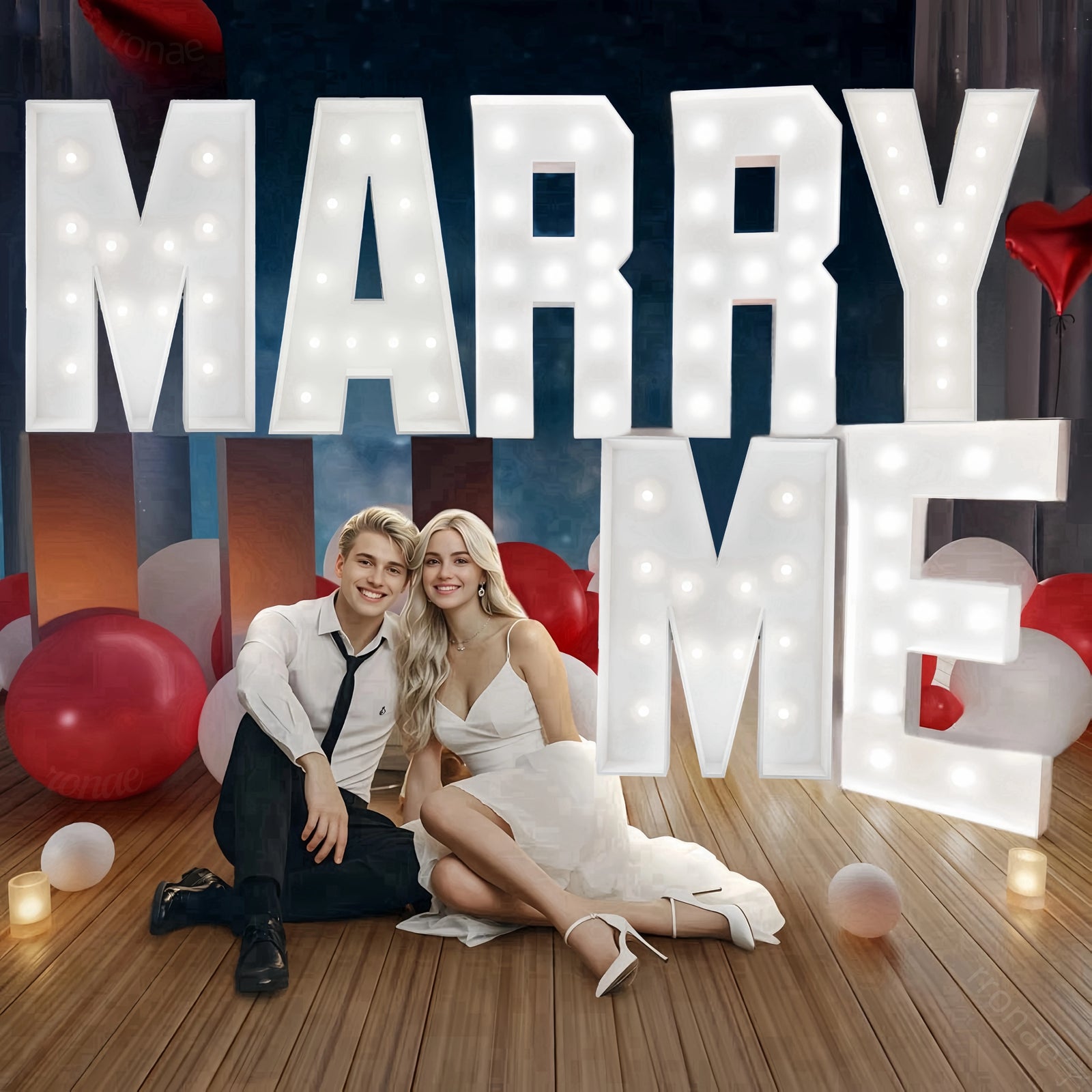 Lettres lumineuses géantes LOVE, BABY ou MARRY ME à piles, 91 ou 120 cm