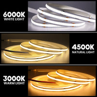 Bande LED COB ultra-fine – teintes blanc froid, blanc neutre et blanc chaud