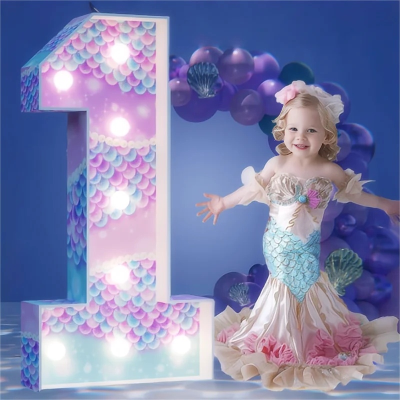 Chiffres lumineux géants 120 cm en carton mousse, blanc chaud ou blanc froid