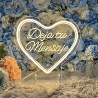 Néon mariage LED cœur « Laisser un message », 25 x 23 cm