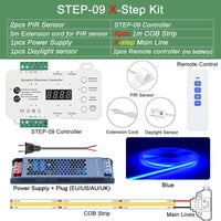 Bande LED escalier COB à détecteur de mouvement – kit en bleu