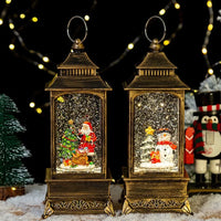 Lanterne de Noël LED boule à neige, scène Père Noël ou renne