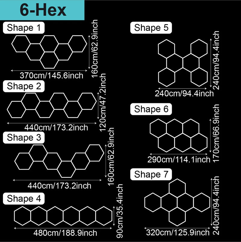 Plafonnier hexagonal LED – modèle de 6 hexagones, formes d'assemblage au choix