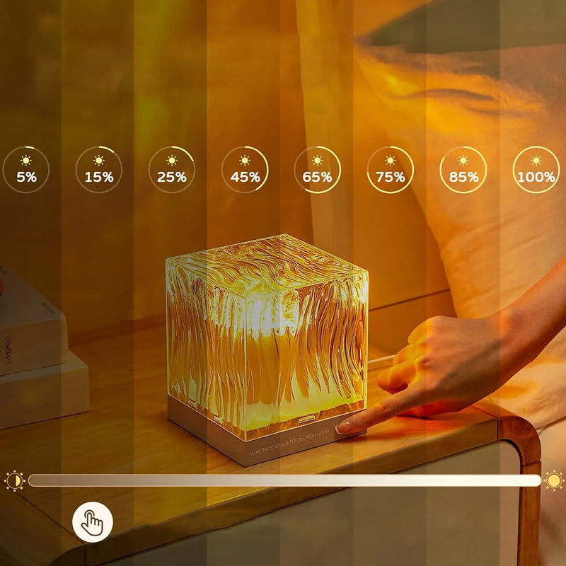 Lampe projecteur effet vagues – réglage de la luminosité au toucher sur le socle