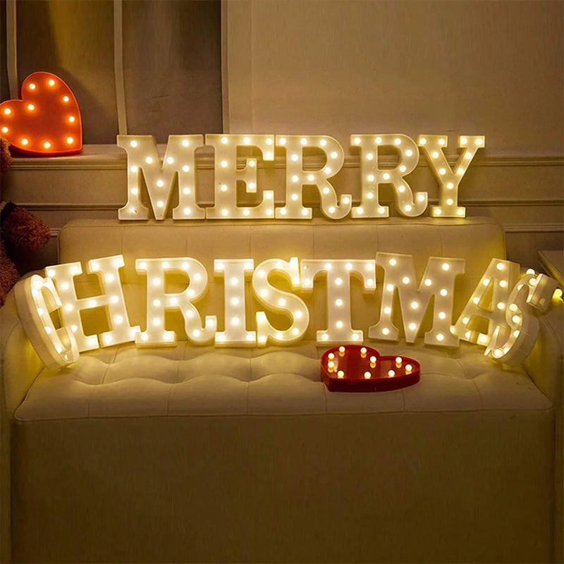 Lettre lumineuse LED 16 cm à piles, A à Z, esperluette et cœur rouge