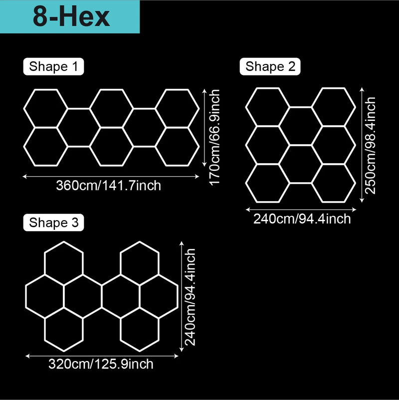 Plafonnier hexagonal LED – modèle de 8 hexagones, formes d'assemblage au choix